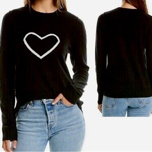 Zadig & Voltaire Miss Heart Cashmere Sweater Black White Size M